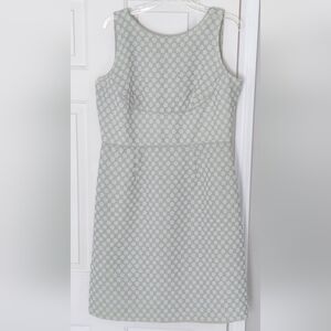 Positive Attitude Floral Lined Vintage Grandma Green White Midi Dress. Size 14.